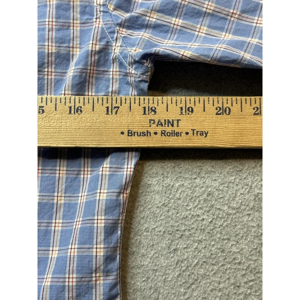 Banana Republic Shirt Mens S Blue Soft Wash Slim Fit Plaid Long Sleeve Button Up
